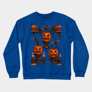 Jack O Lanterns, Flying Bats And Gothic Candle Sconce Cut Out Crewneck Sweatshirt